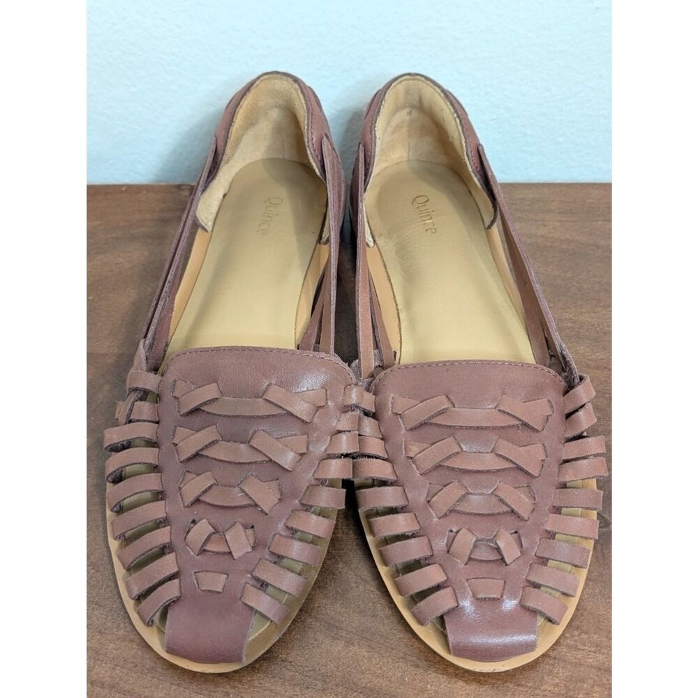 Quince Capsule Quiet Luxury Neutral Chic Elevated Leather Huarache Flats 6W